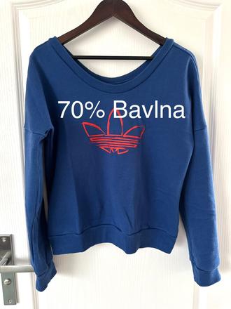 Modrá mikina adidas s červeným logom, adidas,s