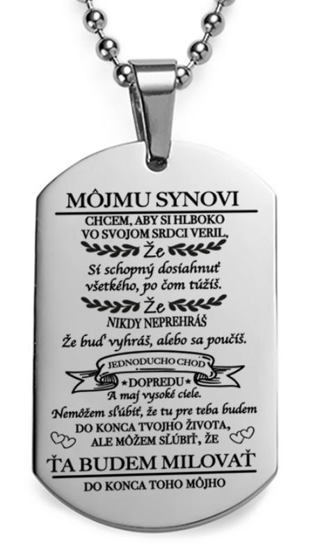 Retiazka s príveskom s venovaním "môjmu synovi", 