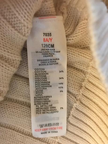 Jacadi smotanové vlnené šaty, jacadi,128