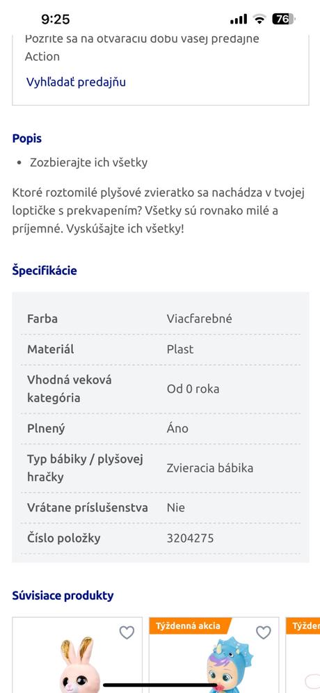 Ojo plyšové zvieratko prekvapenie v loptičke, 