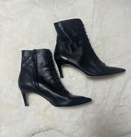 Čierne čižmičky so šnurovaním na zips zn. zara, zara,39