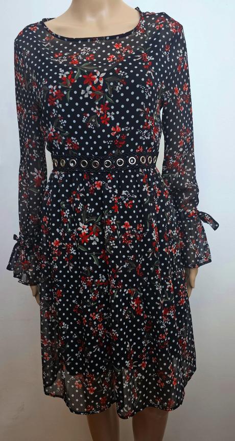 Šaty s kvetmi a bodkami, orsay,38