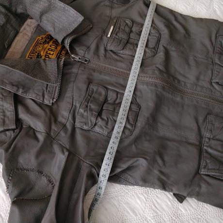 Superdry grey genuine leather jacket m vintage, superdry,m