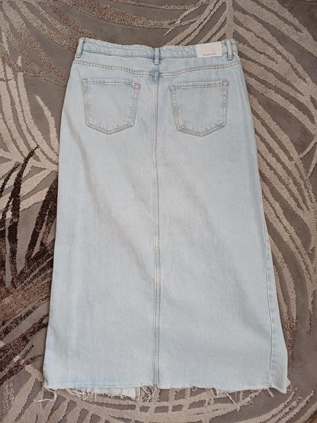 Maxi riflová sukňa stradivarius, č.m/l, stradivarius,m