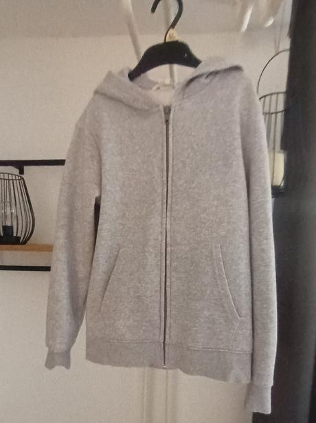 H&m 134/140 šedá s kapucňou na zips, h&m,134