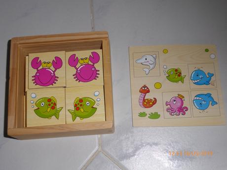 Drevená hra-skladačka daj do páru zvieratká,