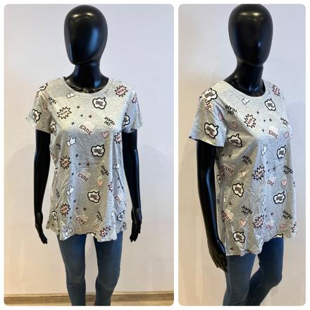 Dámske sivé tričko krátky rukáv s potlačou (l), l