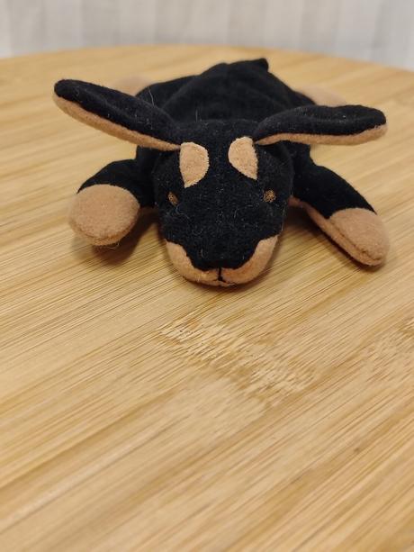 Retro plyšový doberman doby, mcdonald's, 13 cm, 