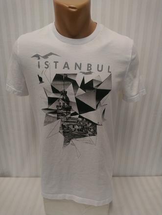 Pánske biele tričko s motívom, mavi, s, s