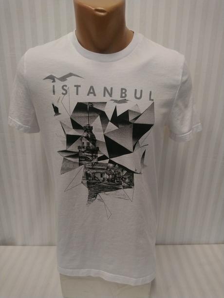 Pánske biele tričko s motívom, mavi, s, s