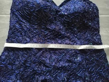 Luxus vyšívané modré šaty petrakocianova, v38-40, 40