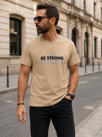 Pánske béžové tričko be strong, l - xxxl