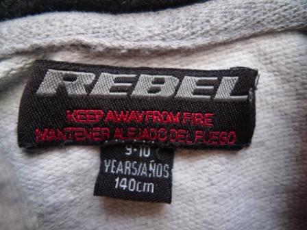 Šedá mikina s kapucňou, rebel,140