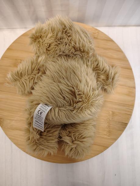 Plyšový chlpatý hnedý medveď s mašlou, m&s, 26 cm, 