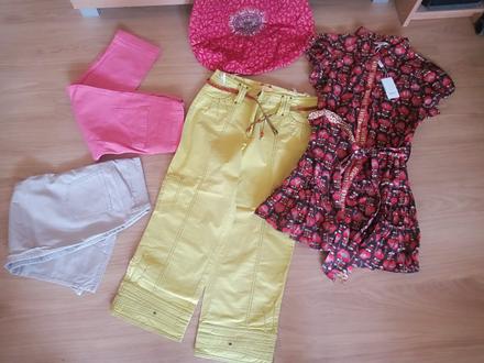 Nenosena blúzka veľ. 38 zn.papaya a 3/4 nohavice, 38