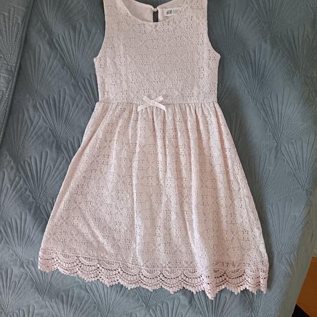 Ružové šaty s krajkou, h&m,140