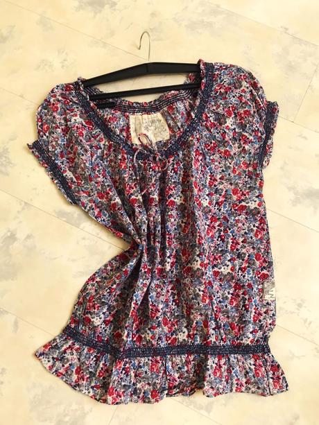 Batistová plátenná kvietkovaná blúzka, l