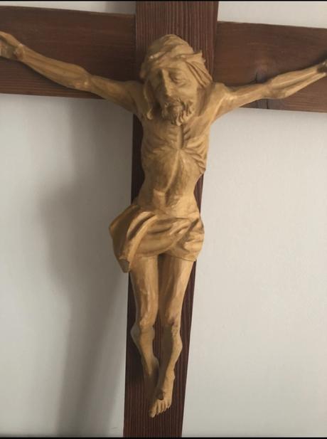 Dreveny velky kriz 70cm d 43,5cm jezis na krizi dr,