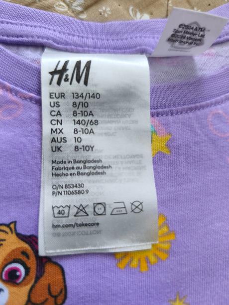 Dievčenské pyžamo, h&m,134