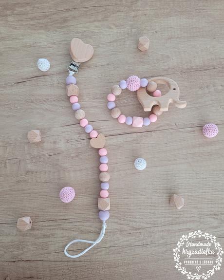 Retiazka na cumlík a hryzadielko - set, 