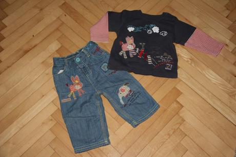 Komplet - podšité rifle a tričko, next,80