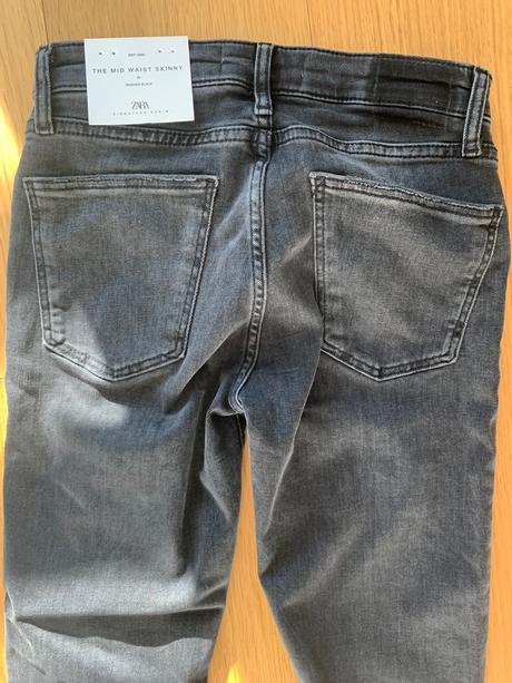 Zara sivé mid waist skinny rifle 34, zara,34