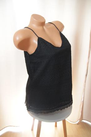 Čierny čipkovaná top, vero moda, l