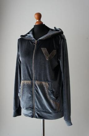 Zamatová mikina so zlatými kamienkami, s