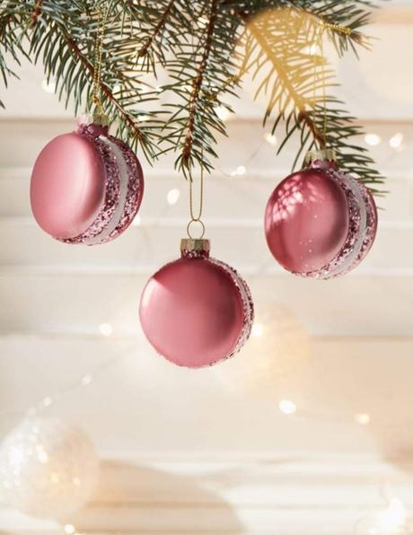 Vianočné sklenené ozdoby makrónky, 