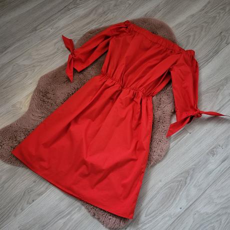 34 červené saty, h&m,34