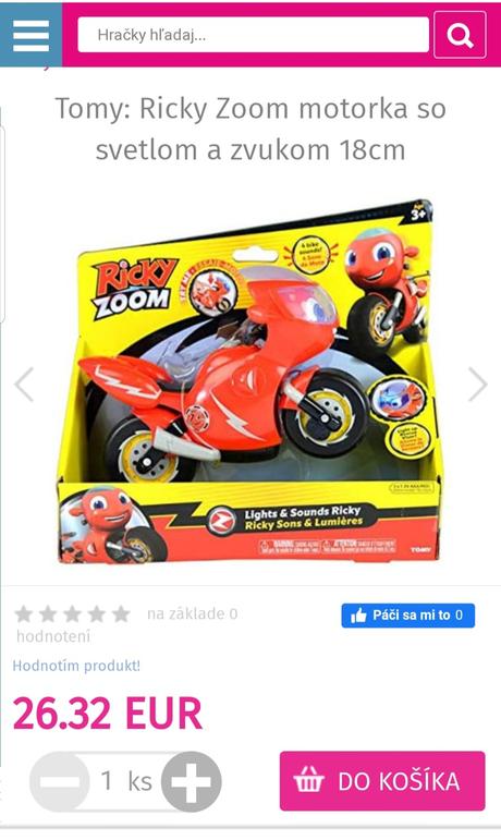 Ricky zoom motorka so svetlom a zvukom,