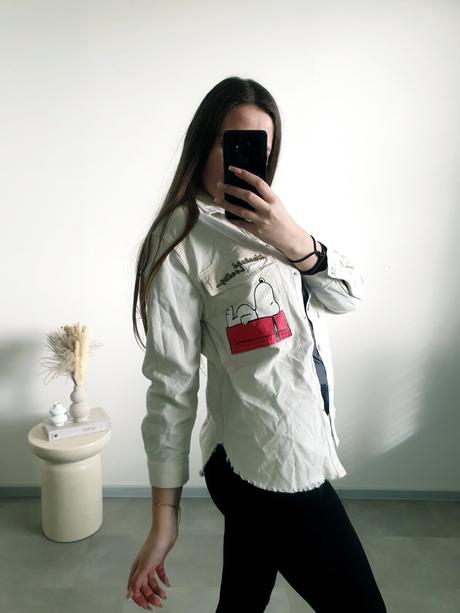 Košeľa/košeľová bundička snoopy xs, zara,xs