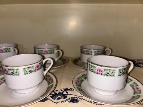 Retro kávová súprava z čínskeho porcelánu (6+6),