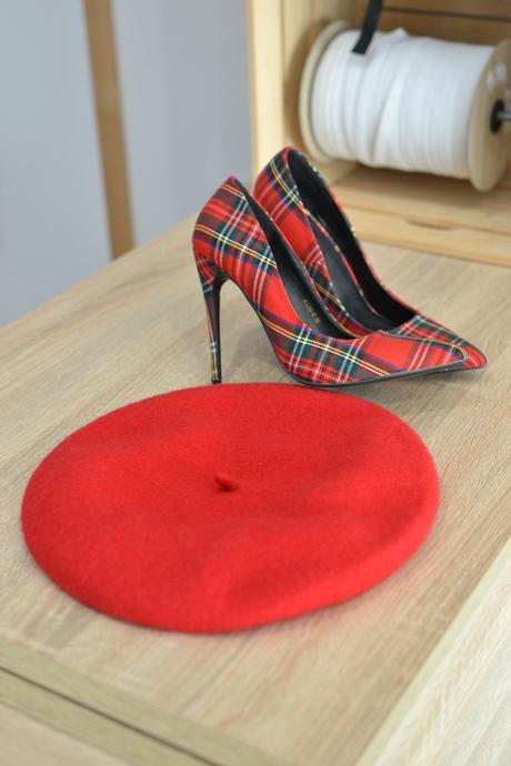 Červené kárované lodičky 36, 36