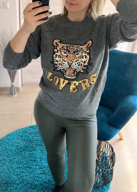 Dámsky sveter s flitrami (uni), l / m / s / xl