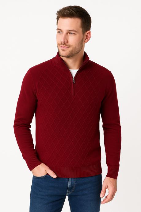 Pánsky bordový elegantný sveter so zipsom, l / m / xl / xxl