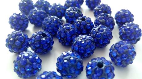 Korálky shamballa - kráľovská modrá 10 mm, 