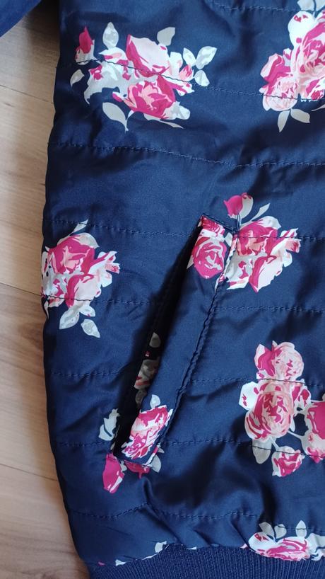 Tmavomodrá dievčenská bomber bunda s kvetmi, pepperts,152