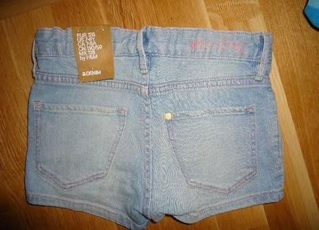 Riflové kraťasy s hallo kitty mačičkou vel.7-8, h&m,122 / 128 / 134