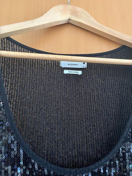 Trblietavý čierny top reserved xl, reserved,xl