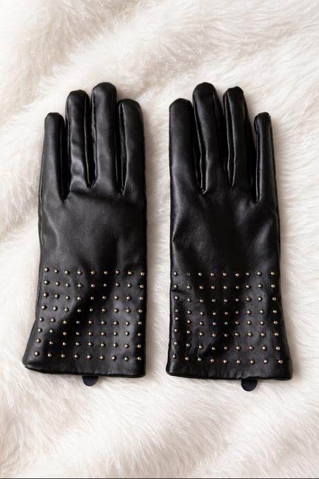 Elegantné dámske koženkové rukavice, 