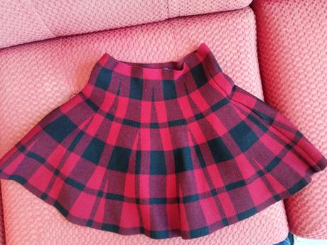 Hrubá skladaná kockovaná sukňa, 134