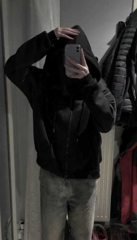 Oversize zip up cierna mikina, xl