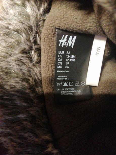 Baranica na šnúrky, h&m,86