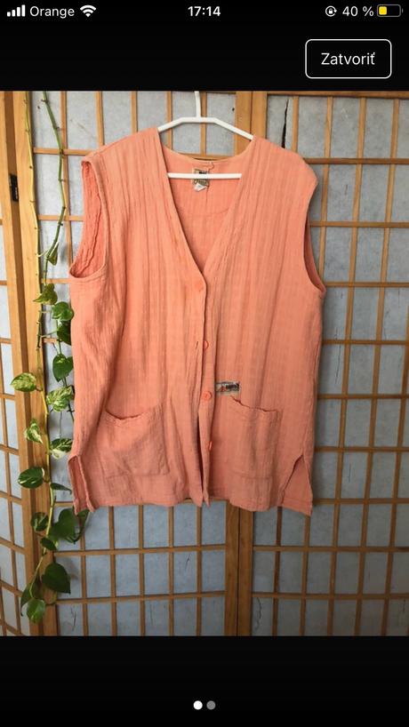 Oranžová vesta/ letná bavlnená vesta, xxl