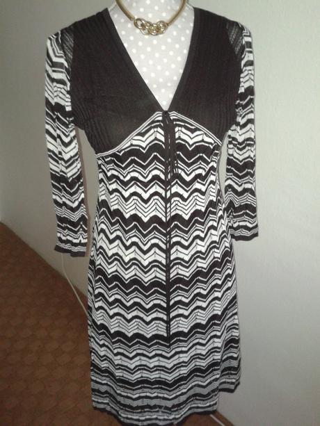 Hnedo biele pletené šaty jakes veľ. s, s