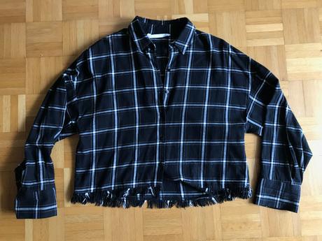 Skrátená oversized flanelová košeľa, zara,s