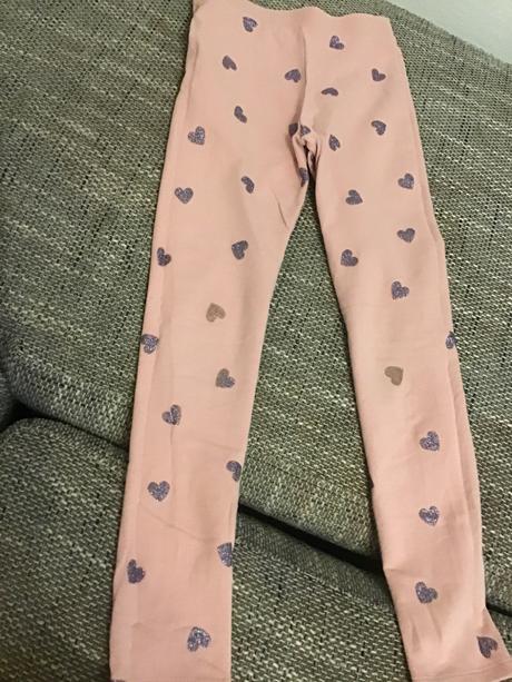 Nohavice s trblietavými srdiečkami, h&m,140