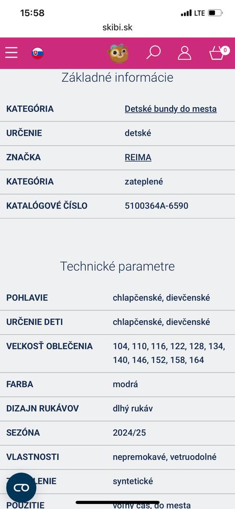 Reima tuokola zimná bunda 116/122, reima,116