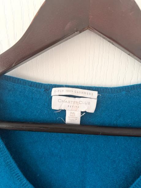 Tyrkysovo modrý kašmírový sveter, s